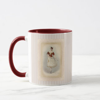 Vintage Ballerina Soft Red & Taupe Coffee Mug