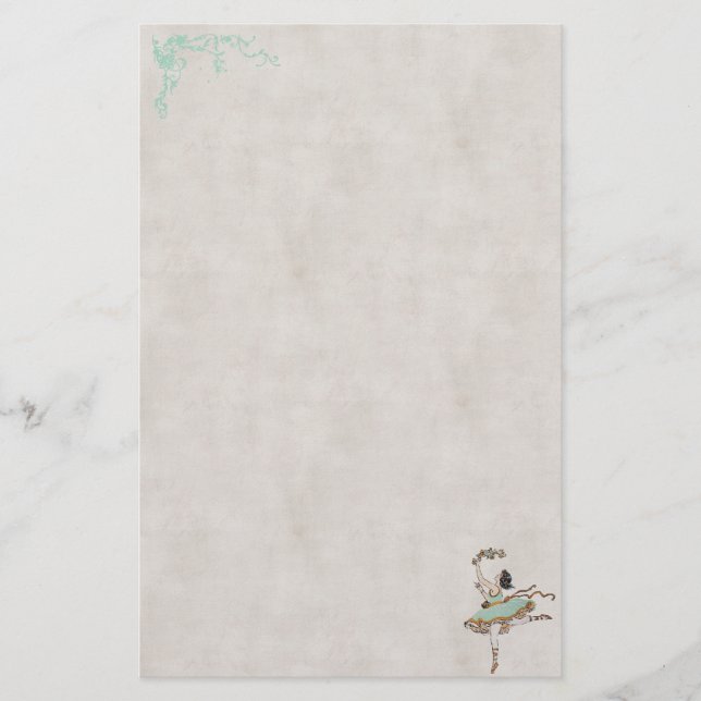 Vintage Ballet Dancer Stationery (Front)