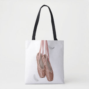 Vintage Ballet Pointe Shoes & White Feathers Tote Bag