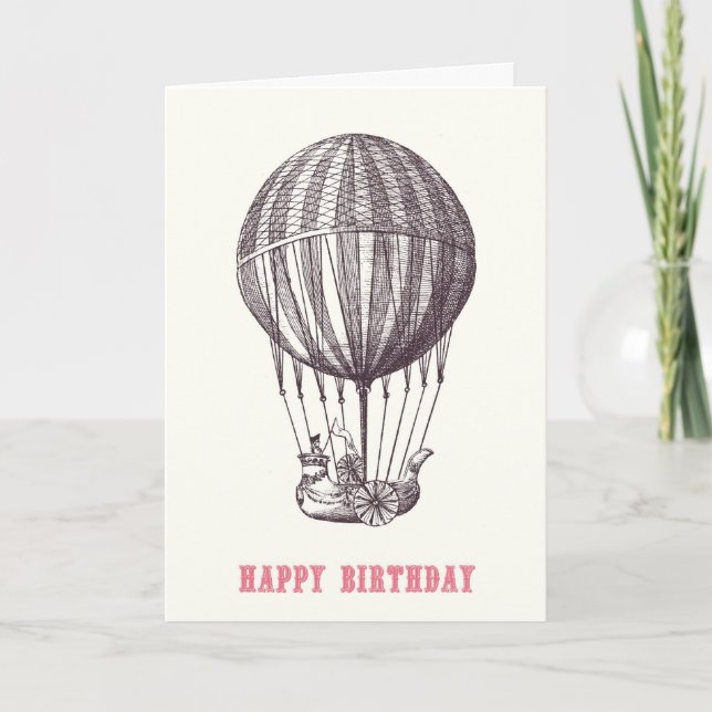 Vintage Balloon Happy Birthday Card (Front)