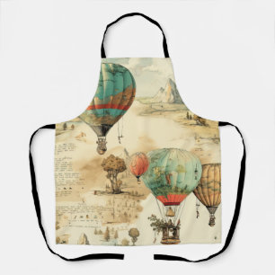 Vintage Balloon Wilderness Map Mountain Apron