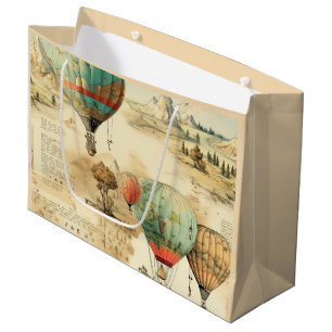 Vintage Balloon Wilderness Map Mountain Large Gift Bag