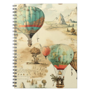 Vintage Balloon Wilderness Map Mountain Notebook