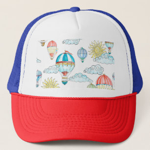 Vintage Balloons: Whimsical Watercolor Seamless. Trucker Hat
