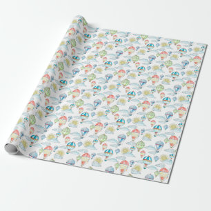 Vintage Balloons: Whimsical Watercolor Seamless. Wrapping Paper