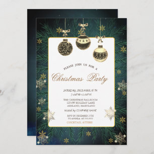Vintage Balls,Branches,Snowflakes Company Party  Invitation