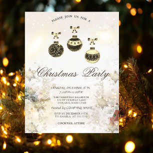 Vintage  Balls,Snowflakes Presents Company  Invitation