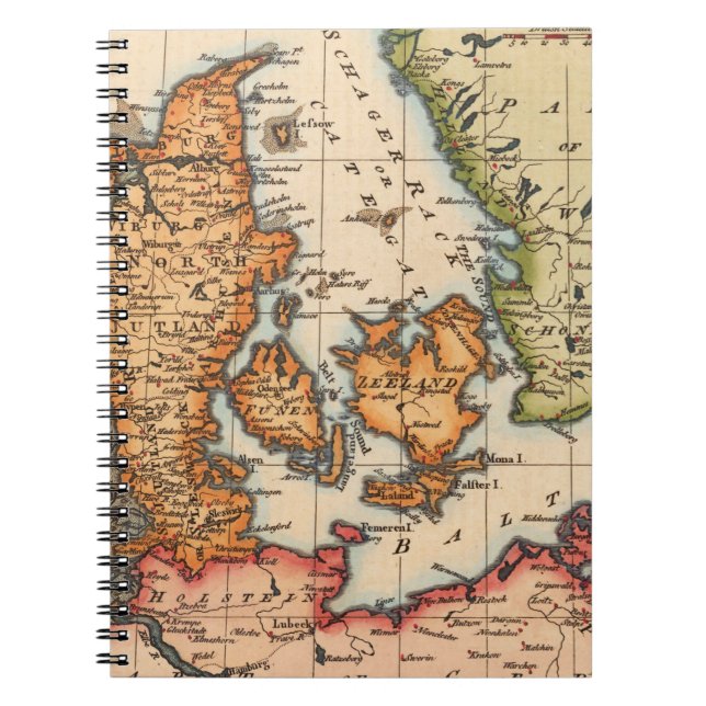 Vintage Baltic Map of Denmark & Swedish Straits Notebook (Front)