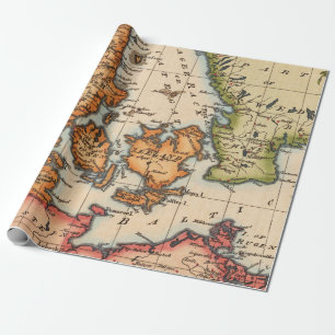 Vintage Baltic Map of Denmark & Swedish Straits Wrapping Paper