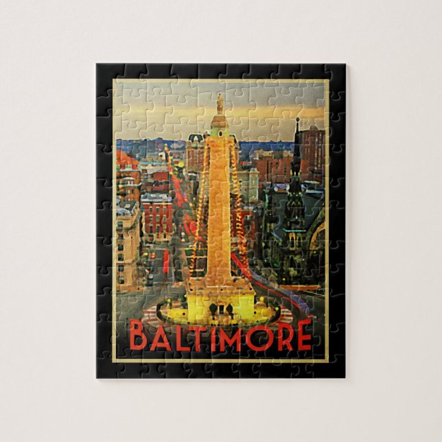 Vintage Baltimore At Dusk Jigsaw Puzzle (Vertical)