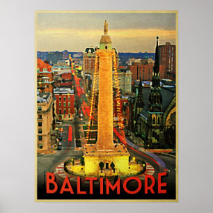 Vintage Baltimore At Dusk Poster