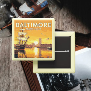Vintage Baltimore Maryland 15 Cm Square Badge