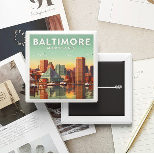 Vintage Baltimore Maryland 15 Cm Square Badge