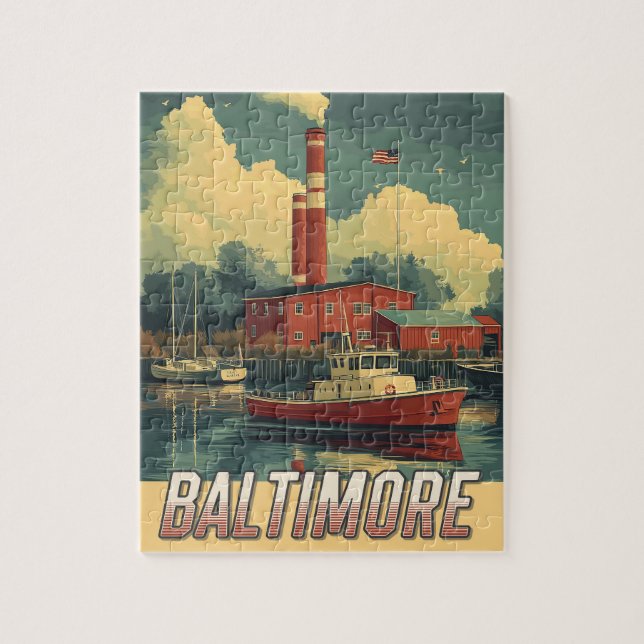 Vintage Baltimore Maryland Jigsaw Puzzle (Vertical)
