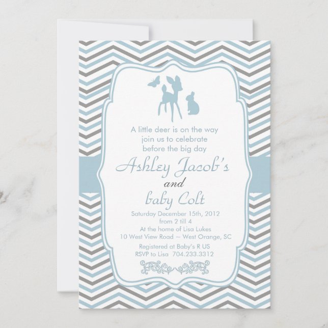 Vintage Bambi Deer Woodland baby Shower invitation (Front)