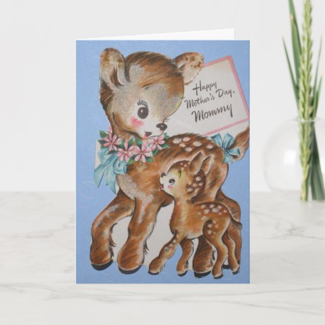 Vintage Bambi Mother's Day Card with Cute Message (Front)