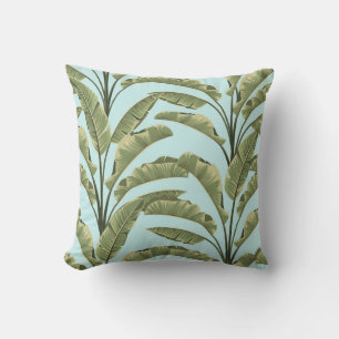 Vintage Banana Leaves: Tropical Seamless. Cushion