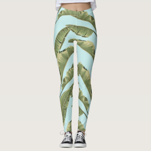 Vintage Banana Leaves: Tropical Seamless. Leggings
