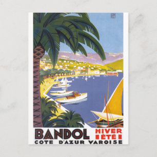 Vintage Bandol Cote D'Azur French France Travel Postcard