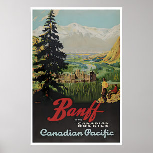 Vintage Banff Art Canada Travel Poster Canadian