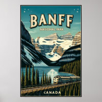Vintage Banff National Park Canada Travel Poster