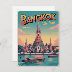 vintage Bangkok city Wat Aru Thailand travel gifts Postcard