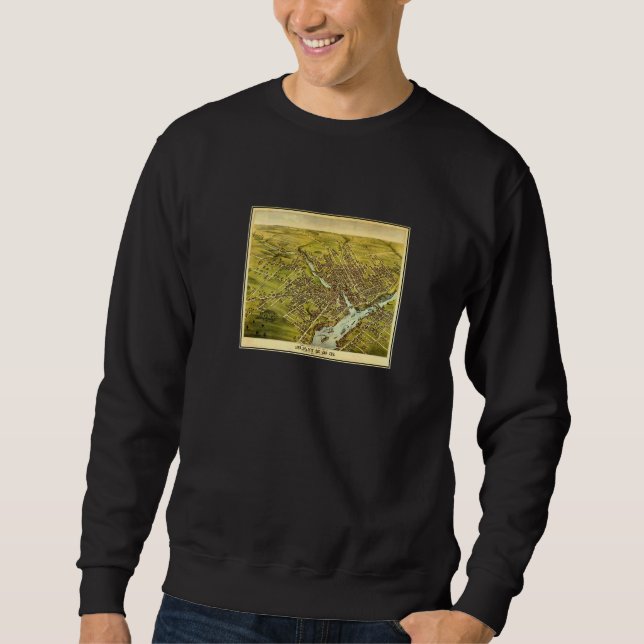 Vintage Bangor Me Map 1870 Sweatshirt (Front)