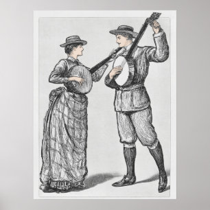Vintage Banjo Players print