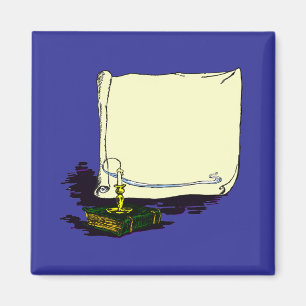 Vintage Banner and Book with Candle Template Magnet