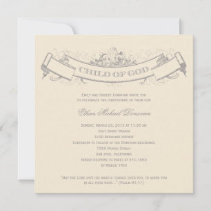 Vintage Banner Baptism/Christening Invitation