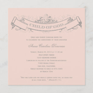 Vintage Banner Baptism/Christening Invitation