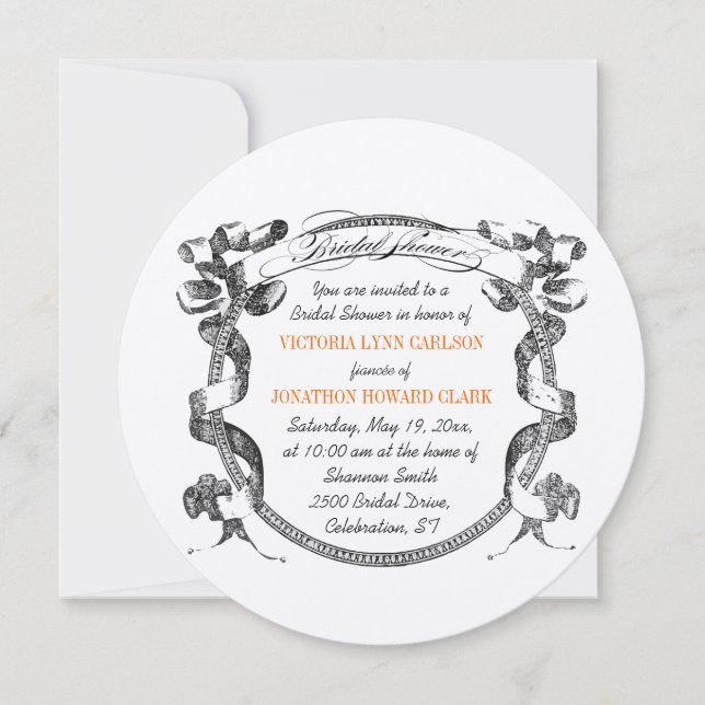 Vintage Banner Flourish Script Bridal Shower Invitation (Front)