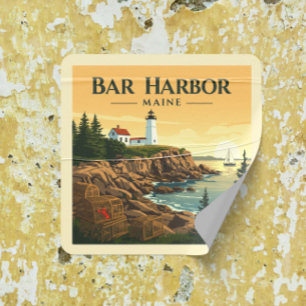 Vintage Bar Harbour Maine Square Sticker