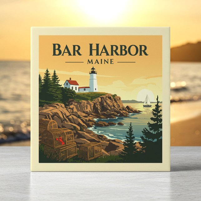 Vintage Bar Harbour Maine Tile (Creator Uploaded)