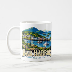 Vintage Bar Harbour Maine Travel Art Landmark Coffee Mug