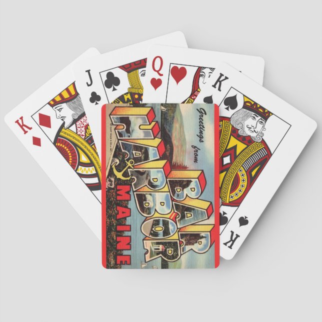 Vintage Bar Harbour Postcard Playing Cards (Back)