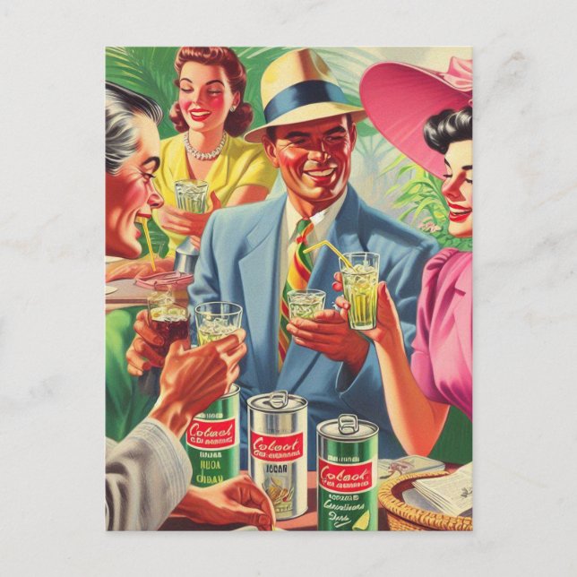 Vintage Bar Peolpe 1950s Illustration Postcard (Front)