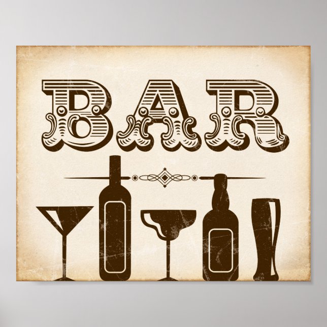 Vintage BAR Sign Print (Front)