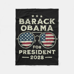 Vintage Barack Obama For President 2028 - Obama 28 Fleece Blanket
