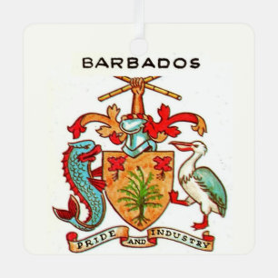 Vintage Barbados Postcard Metal Tree Decoration