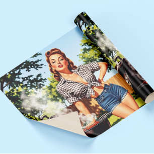 Vintage Barbecue Pin-up Wrapping Paper