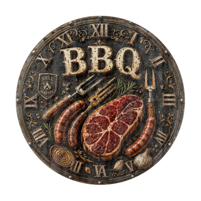 Vintage Barbecue Pitmaster Gift Sausage Kitchen  Cutting Board (Front)