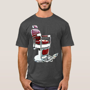 Vintage Barber Chair on White T-Shirt