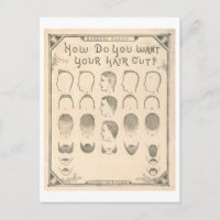 Vintage Barber Chart Postcard