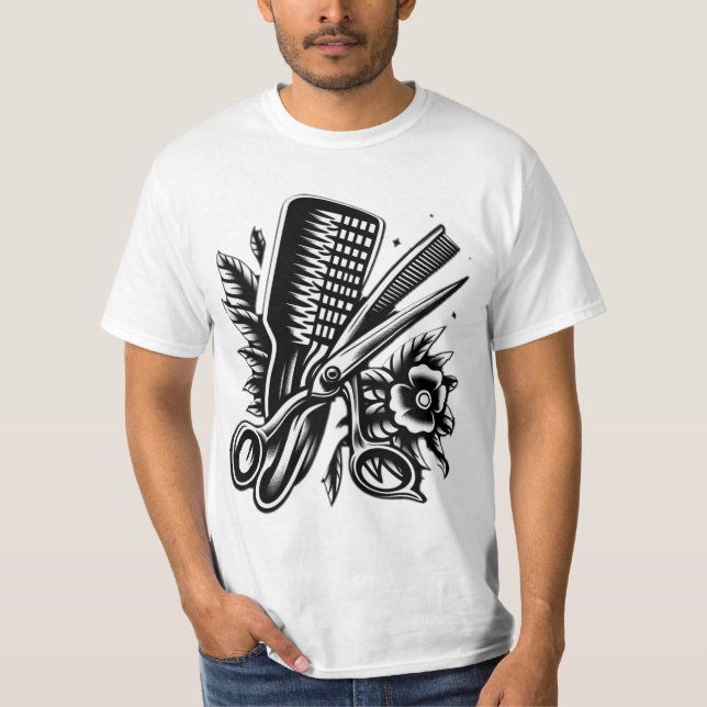 Vintage Barber Flash Tattoo" T-Shirt (Front)