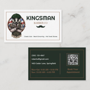 Vintage Barber   Personalised Barbershop QR Code  Business Card