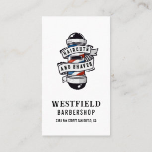 Vintage Barber Pole Logo Business Card