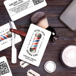 Vintage Barber Shop  Business Card<br><div class="desc">Revitalise your branding with our vintage barber shop business cards! Featuring a retro watercolor painted barber pole in iconic red, white, and blue, these cards boast a unique text setup in a double arch formation surrounding the pole. The classic retro typography adds a touch of timeless charm to your branding....</div>