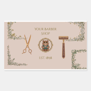Vintage Barber Shop Business Cards Rectangular Sticker