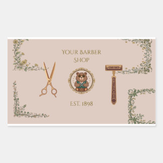 Vintage Barber Shop Business Cards Rectangular Sticker